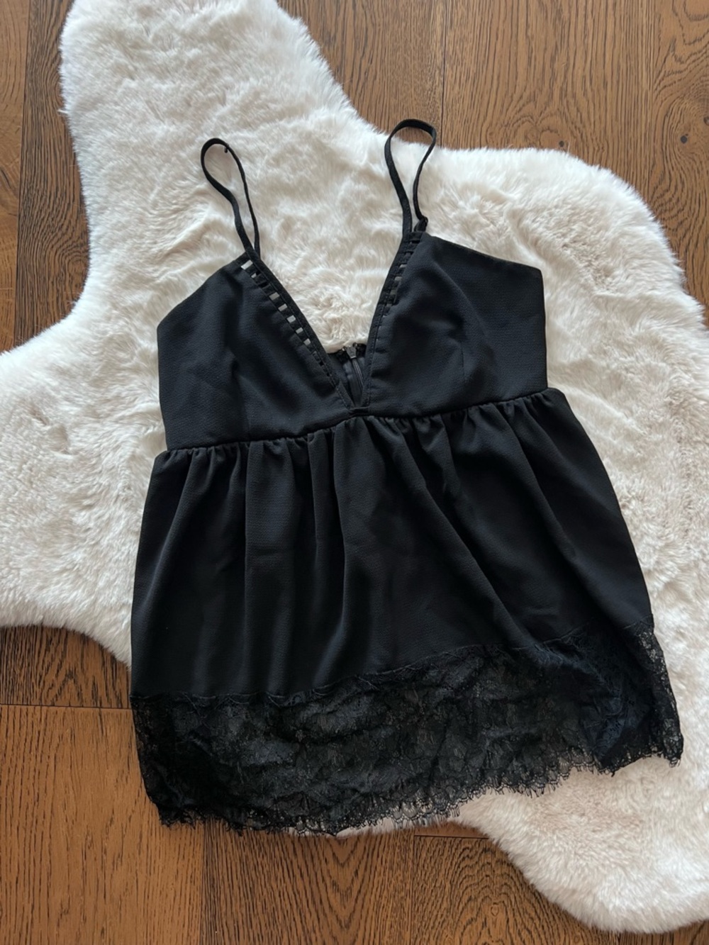 90s Style Babydoll Cami with Lace Hem Going Out Top size Small